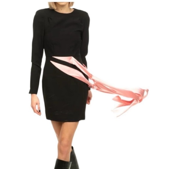 RONNY Kobo Freya Pink Bow Long Sleeve Retro 80’s Style Cocktail Mini Medium NEW - Picture 4 of 14